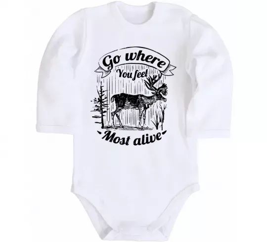 Дитячий бодік Go where you feel most alive Білий фото