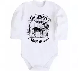 Дитячий бодік Go where you feel most alive Білий фото