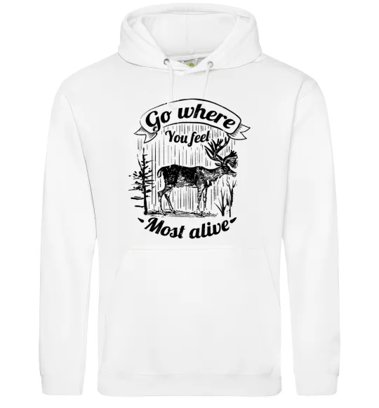 Мужская толстовка (худи) Go where you feel most alive Белый фото