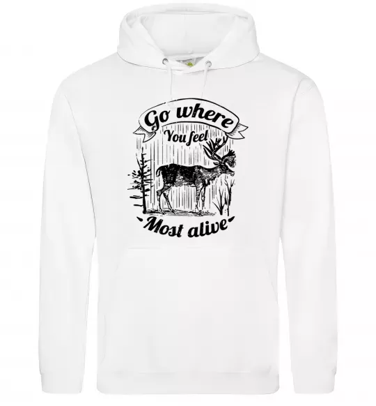 Женская толстовка (худи) Go where you feel most alive Белый фото