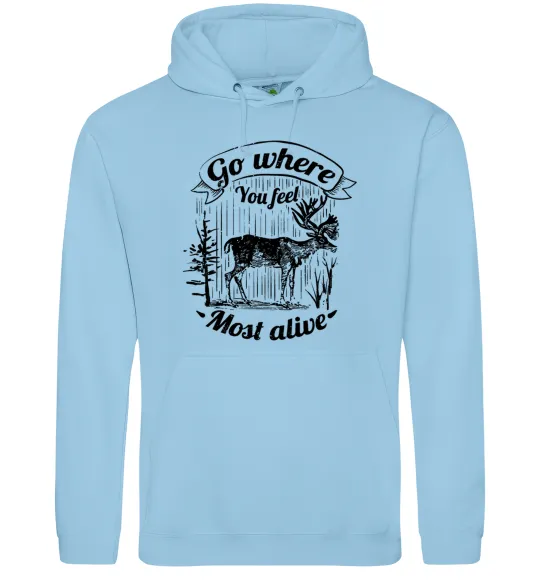 Женская толстовка (худи) Go where you feel most alive Голубой фото