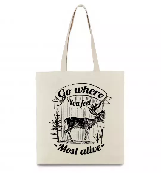 Еко-сумка Go where you feel most alive Бежевий фото