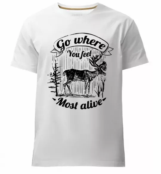 Чоловіча преміум футболка Go where you feel most alive Білий фото