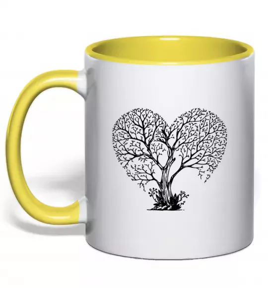 Чашка с цветной ручкой Tree heart Солнечно желтый фото