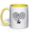Чашка с цветной ручкой Tree heart Солнечно желтый фото