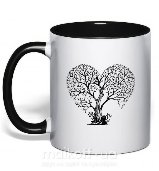 Чашка з кольоровою ручкою Tree heart Чорний фото