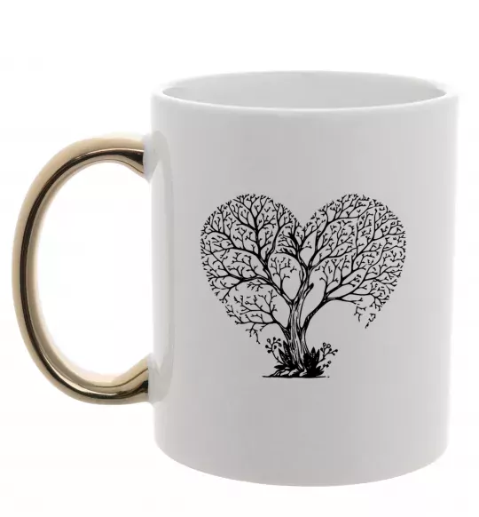 Чашка с цветной ручкой Tree heart Золото фото