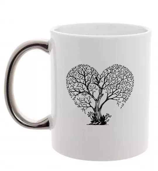 Чашка с цветной ручкой Tree heart Серебро фото