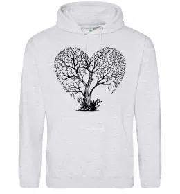 Женская толстовка (худи) Tree heart Серый меланж фото