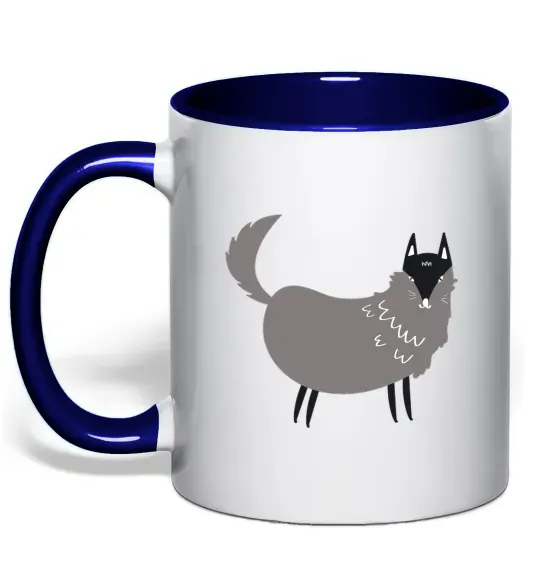 Чашка с цветной ручкой Смішний вовк Глубокий темно-синий фото