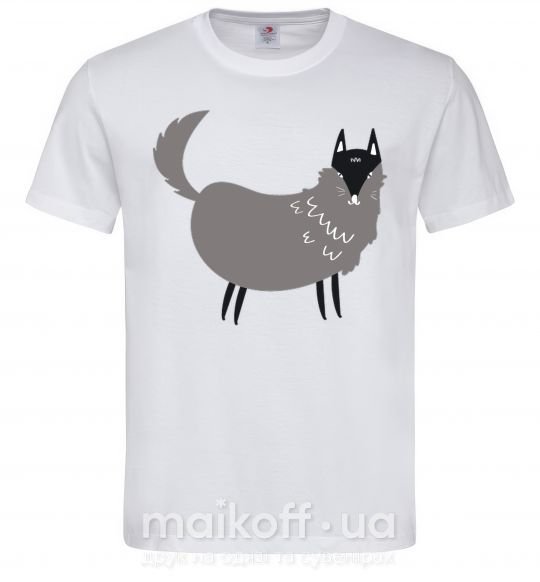 Мужская футболка Смешной волк Белый фото