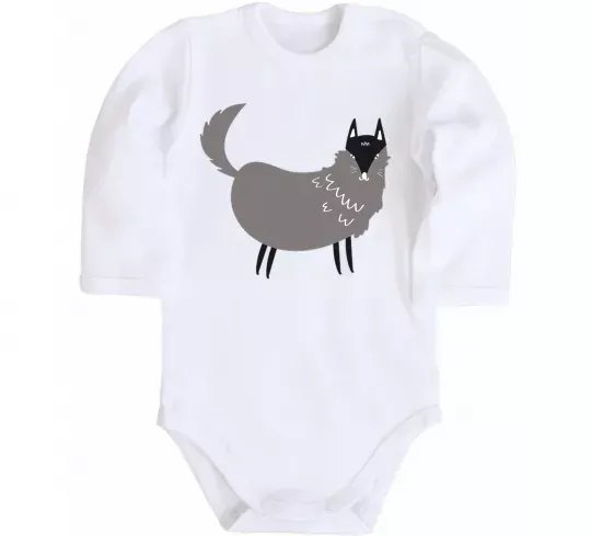 Детский боди Смішний вовк Белый фото