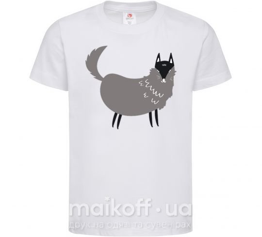 Детская футболка Смешной волк Белый фото
