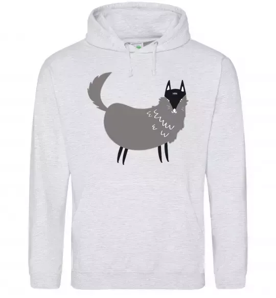 Чоловіча толстовка (худі) Смішний вовк Сірий меланж фото