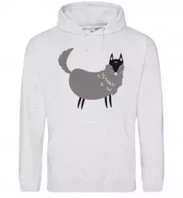 Мужская толстовка (худи) Вовк йде Серый меланж фото