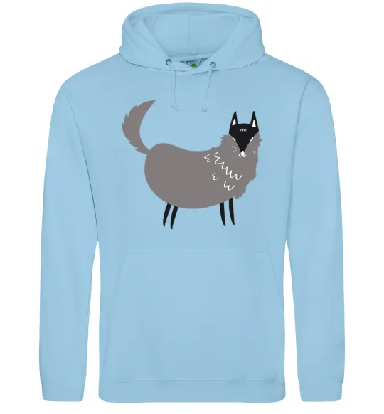 Чоловіча толстовка (худі) Смішний вовк Блакитний фото