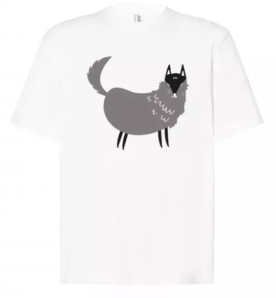 Футболка Оверсайз Смішний вовк Белый фото