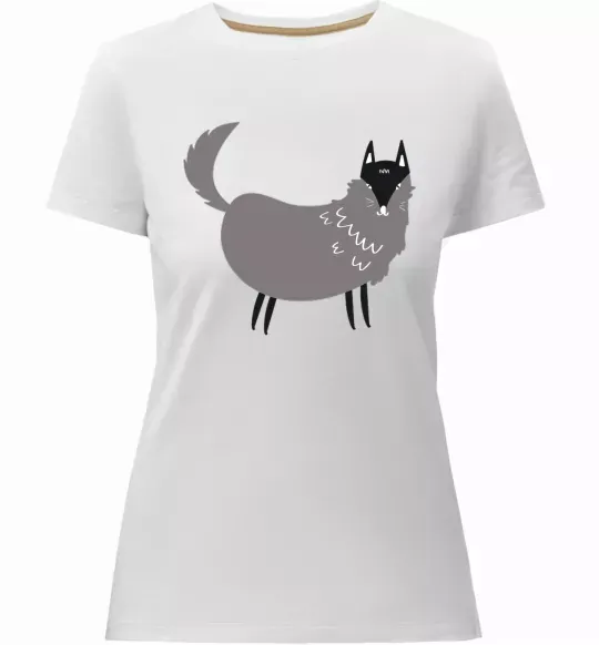 Женская премиум футболка Смішний вовк Белый фото