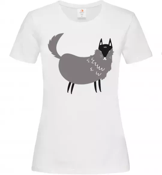 Жіноча футболка Смішний вовк Білий фото