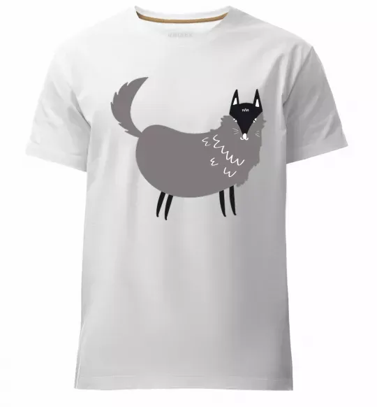 Чоловіча преміум футболка Смішний вовк Білий фото