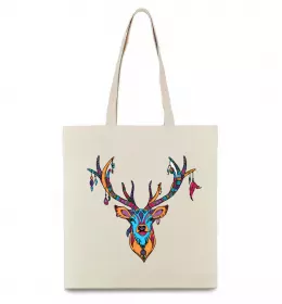 Еко-сумка Олень бохо стиль Бежевий фото