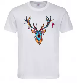 Мужская футболка Олень бохо стиль Белый фото