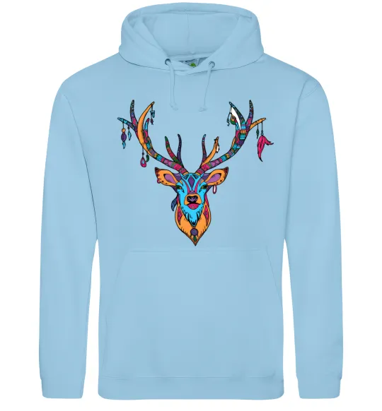Чоловіча толстовка (худі) Олень бохо стиль Блакитний фото