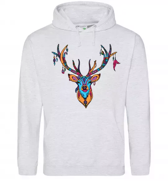 Жіноча толстовка (худі) Олень бохо стиль Сірий меланж фото