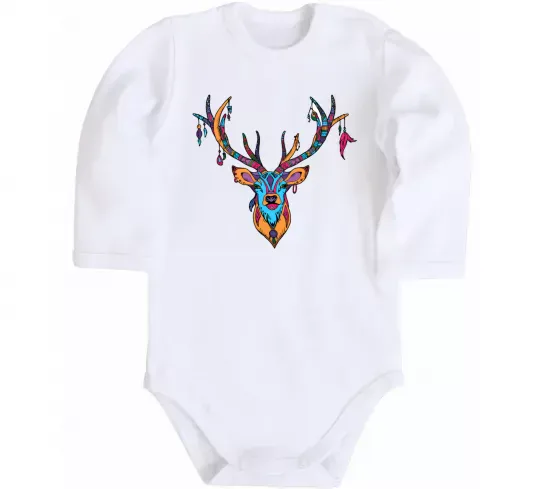 Детский боди Олень бохо стиль Белый фото