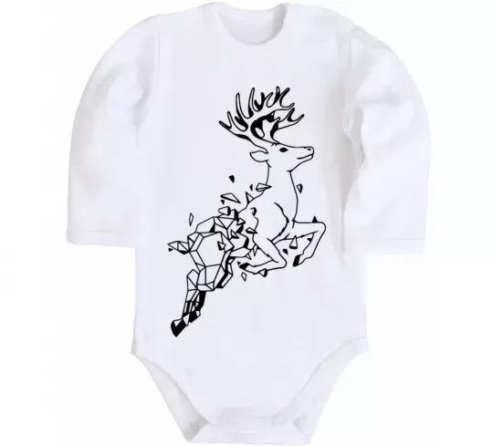 Детский боди Олень в прижку Белый фото