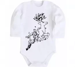 Дитячий бодік Олень в прижку Білий фото