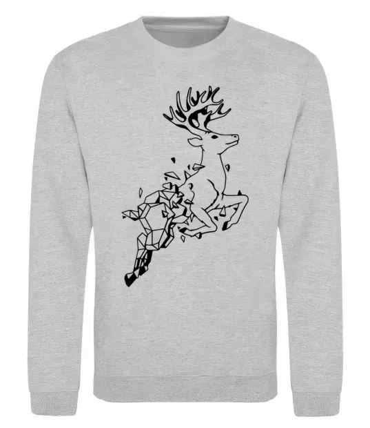 Свитшот Олень в прижку Серый меланж фото
