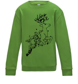 Детский Свитшот Олень в прижку Лаймовый фото