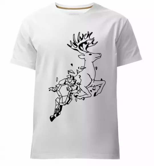 Чоловіча преміум футболка Олень в прижку Білий фото