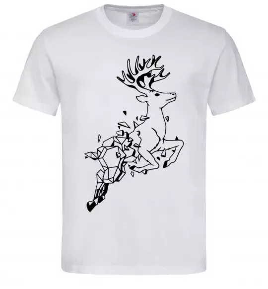Мужская футболка Олень в прижку Белый фото