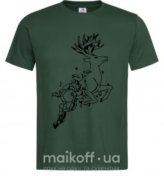 Мужская футболка Олень в прыжке Темно-зеленый фото