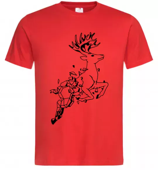 Мужская футболка Олень в прижку Красный фото