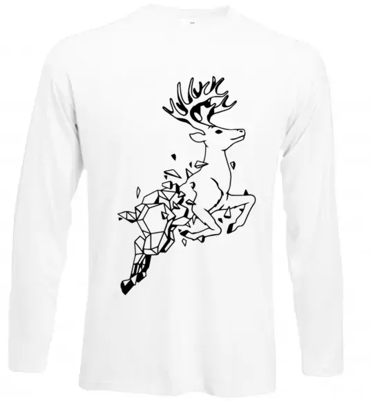 Лонгслив Олень в прижку Белый фото