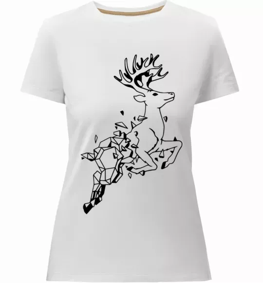 Женская премиум футболка Олень в прижку Белый фото