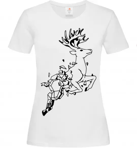Женская футболка Олень в прижку Белый фото