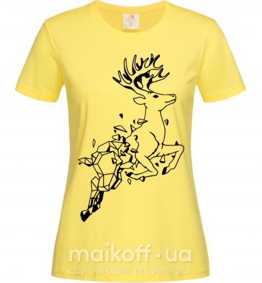 Женская футболка Олень в прыжке Лимонный фото
