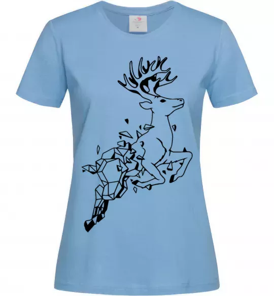 Женская футболка Олень в прижку Голубой фото