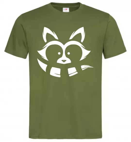 Чоловіча футболка Єнот білий Оливковий фото