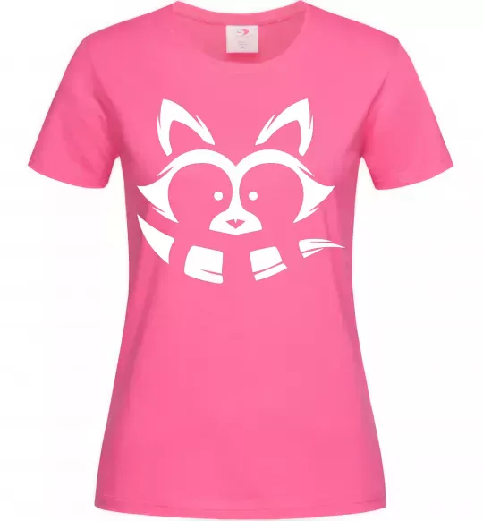 Женская футболка Єнот білий Ярко-розовый фото