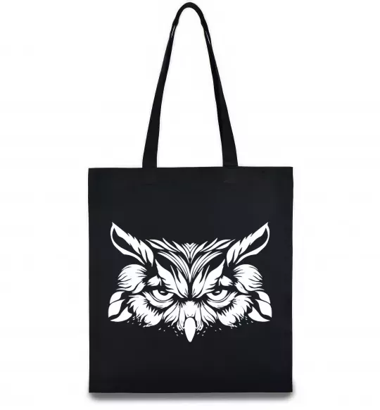 Еко-сумка Сова біла Чорний фото