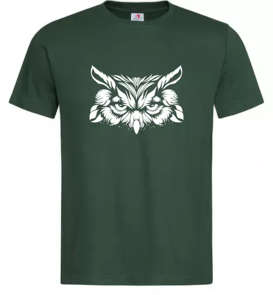 Чоловіча футболка Сова біла Темно-зелений фото