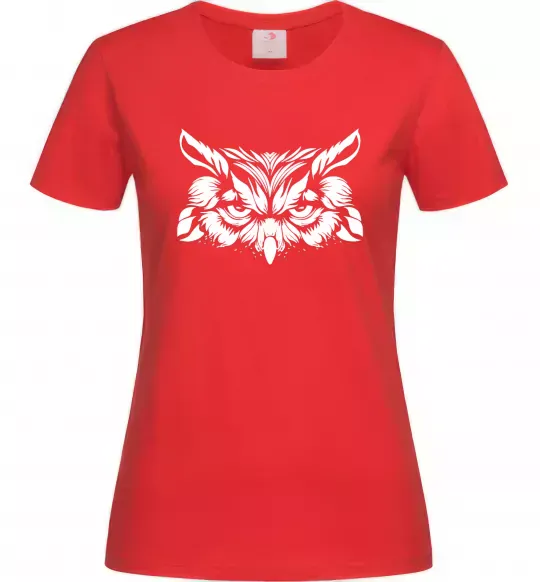 Жіноча футболка Сова біла Червоний фото