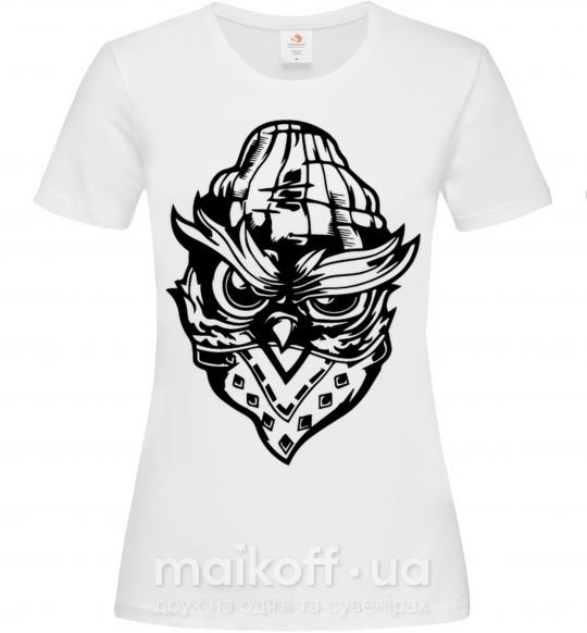 Женская футболка Сова черным Белый фото