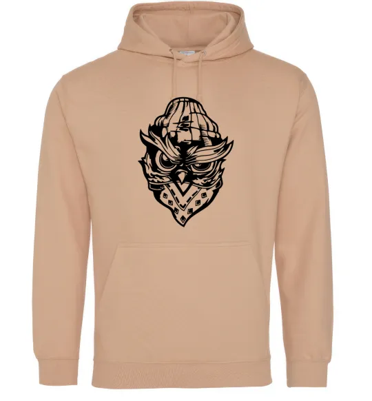 Чоловіча толстовка (худі) Сова чорним Пісочний фото