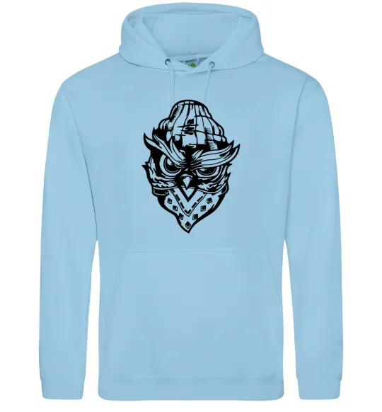 Мужская толстовка (худи) Сова чорним Голубой фото